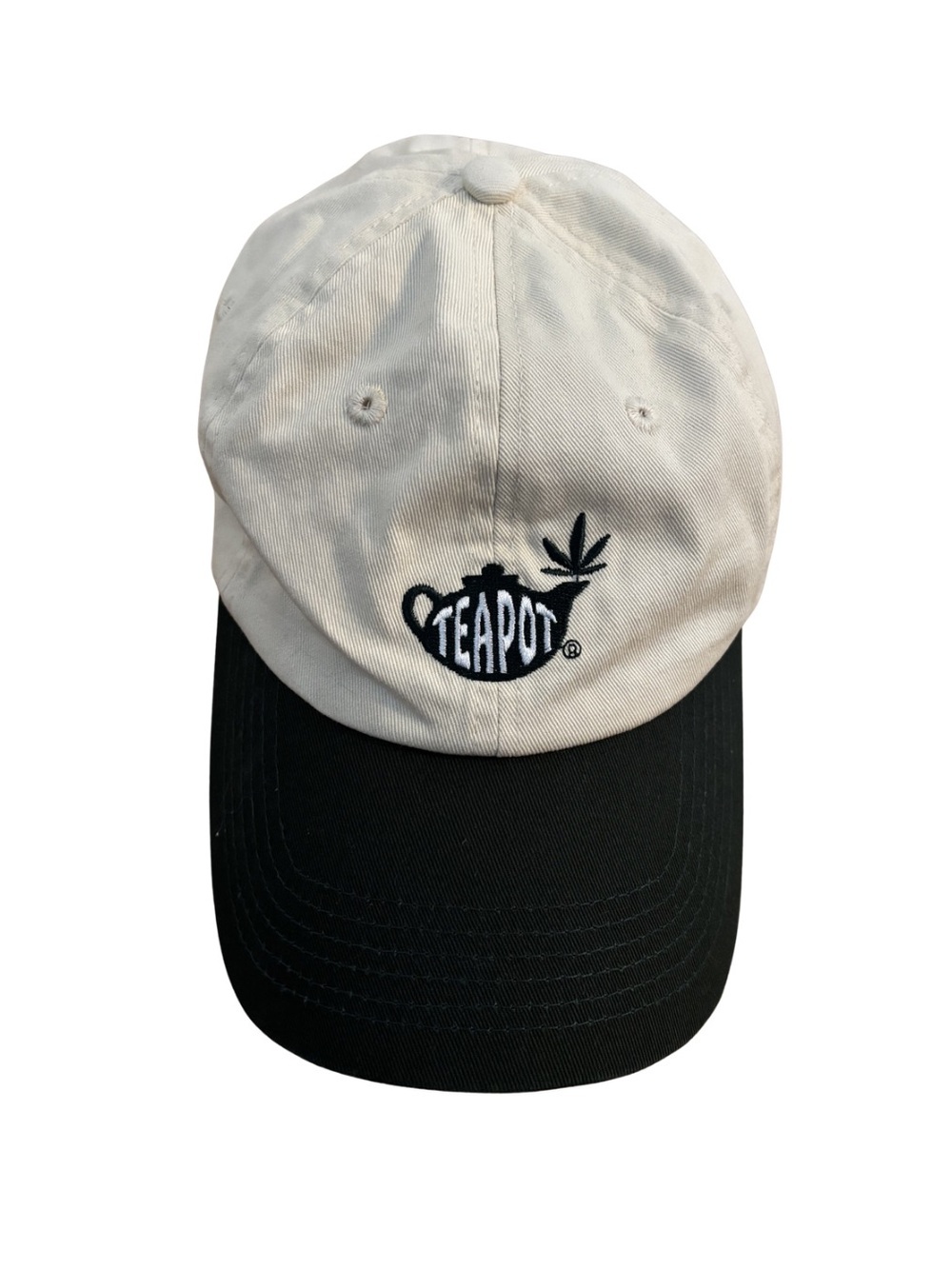 Teapot Logo Baseball Cap in Cream and Green